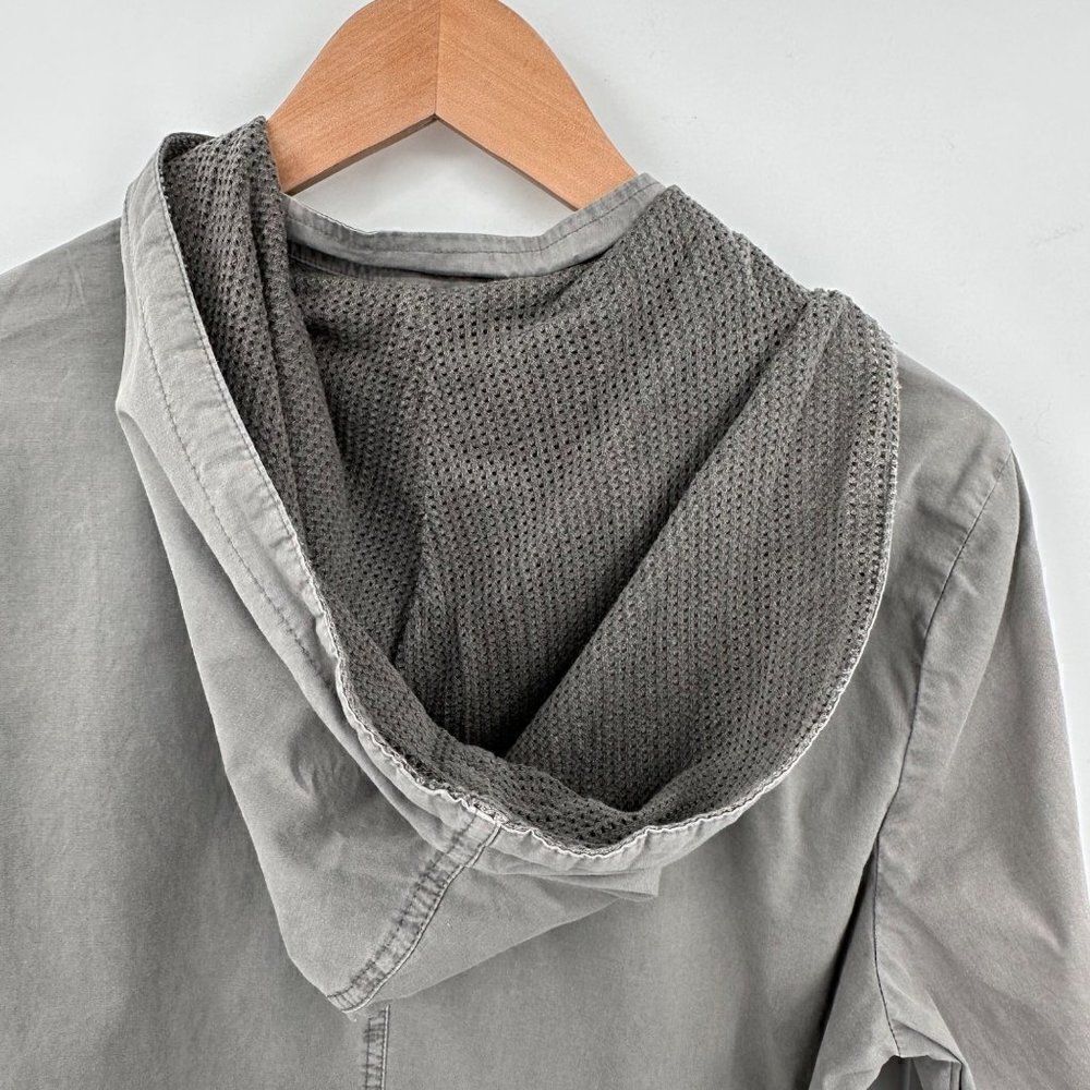 XCVI Utility Windbreaker Jacket Full Zip Womens Large Slate Gray Hood Drawstring - Picture 9 of 12